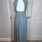 Dessy Collection Halter Chiffon Maxi Gown Icelandic Blue Formal Dress 8 Photo 2