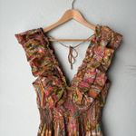 Love The Label Dress Tiered Ruffle Cotton Topanga Maxi Dress Coral‎ Print Size M Brown Size M Photo 2