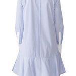 Tory Burch Cora Cotton Striped Shirt Dress with Peplum Ruffle Size 6 Photo 1