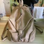 Beige Leather Small Backpack Tan Photo 0