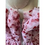 Mable Glitter Red Heart on Pink Chiffon Mini Strapless Party Dress Size Small Photo 4
