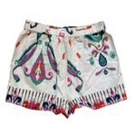 ZARA Linen Print Shorts Boho Pom Pom Drawstring Waist Casual Summer XS Photo 3