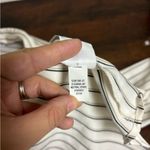 Old Navy Classic Shirt Blouse Women’s Large | Cream Pinstripe Button Front Photo 4