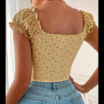 *Women's Size Small Floral Puff Sleeve Crop Top Summer Spring Chic Yellow Photo 8
