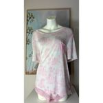 Honeydew White Pink Toile Lace Trim Pajama Set Shirt & Shorts Sleepwear Size XL Photo 3