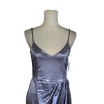 Lulus  Lavender Satin Draped Faux Wrap Mini Dress - Size L Cocktail Date night Photo 3