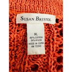 Susan Bristol  Open Knit Crochet Cardigan Sweater Size XL Orange Boho Coastal Photo 5