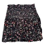 Ganni Elm Shirred Floral Black Georgette Mini Skirt Size 40 US 10 Smocked Waist Photo 2