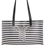 Tommy Hilfiger Shopper Tote Bow Pebble Stripes Faux Leather Star Logo Photo 0