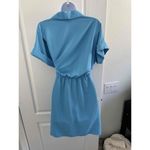 Intempo Blue Long Sleeves Collared Faux‎ Wrap Shirt Dress M business work brunch Size M Photo 3