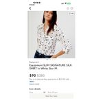 Equipment  Shirt Women Small White Black Star Silk Slim Signature Button Down Photo 7