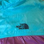 The North Face  Retro Windbreaker Jacket Hooded Turquoise Purple Gray‎ Small Photo 7