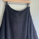 Exlura  Womens Knit Oversized Sweater Size L Black Stretch Long Sleeve Pullover Photo 3