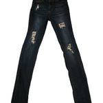 True Craft Distressed Skinny Jeans‎ Dark Wash Ripped Juniors Size 3 Blue Photo 0