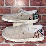 Hey Dude Pre-Owned Wendy Funk Wool Beige Canva Slip On Faux Fur Shoe Size 9 Casu Photo 4