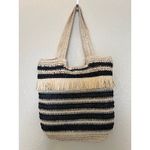 Boho Woven Fringe Shoulder Bag Beach Picnic Casual Bag Beige Black Photo 4