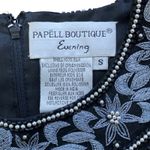 VINTAGE PAPELL BOUTIQUE Top Womens Sz Small Black Floral Beaded Hollywood Glam Photo 1