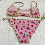 Bananamoon Strawberry Print Bikini Set sz M Pink Size M Photo 3