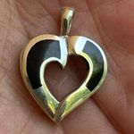 Women's Silver and Black Heart Pendant, Sterling Silver Fine Love Jewelry Photo 0