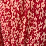 Madewell  Crinkled Button Back Floral Tie Front Full Bloom Georgette Blouse Red Photo 5