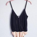 WAYF  Surplice Ribbed Cami Black Bodysuit Photo 0