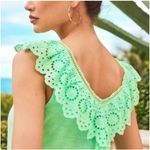 Lilly Pulitzer  Plaza Top Green Sleeveless Ruffled Eyelet Collar Tank Women’s XXS Photo 2
