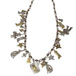 Vintage Pididdly Cowboy Western Texicana Charm Necklace Brooch Earrings Set Gold Photo 2