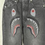 Bape Crystal Stone Shark High Waist Ankle Cropped Jeans Black Size XS Photo 11