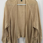 Ralph Lauren Lauren Linen Beige Open Knit Open Front Cardigan Womens Large Photo 0