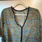 ZARA Yellow and Black Floral Tunic v-neck Top Photo 6