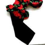 Mr. Mort Dress Black Red Floral Puff Sleeves Wedding Party Art Deco VTG… Size 8 Photo 7