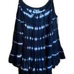 Tiare Hawaii Size Small Medium Multicolor Tie Dye Print Cold Shoulder Blouse Photo 0
