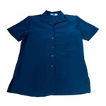 a.n.a Polyester Black Button Up Short Sleeve Blouse Size S Photo 7