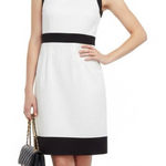 Ann Taylor  Sheath Dress Womens 0 White Black Mini Preppy Old Money Blair Waldorf Photo 0