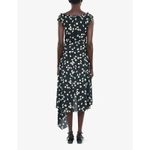 The Kooples  Women's Black White Daisy-print Asymmetric Hem Midi Dress Size 2 Photo 2