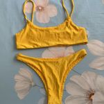 Zaful Yellow Smocked Bikini Top & Bottom Photo 10