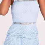 Pretty Little Thing Dusty Blue Lace Panel Tiered Bodycon Dress Photo 0