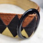 Saint Laurent Vtg Rive Gauche Suede Belt France Bakelite Buckle Geometric 31” Photo 6