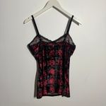 Womens Tank Top Red Black Velvet Lace Trim Plaid Punk Grunge Y2K Goth Rockstar Photo 1