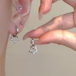 Boutique NEW Women'sā 2 Piece Platinum Plated S925 Starry Diamond Simulant Hoop Earrings Photo 1