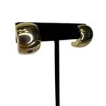 Vintage Gold Puffy Chubby Wide Semi Hoop Earrings Pierced 1" Retro 80s Photo 1