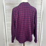 Wild Fable Cropped Button Down Plaid Flannel Shirt Navy & Red-Large Photo 1
