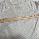 Lululemon  Athletica Workout Mesh Shirt Short Sleeve Womens 4 White Green Striped Photo 6