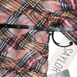 Saylor NEW  Yulia Long Sleeve Metallic Plaid Babydoll Mini Dress MEDIUM Photo 6