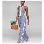 Avec Les Filles Side Tie Gingham Drawstring Pants XS Navy White Gingham NWT Photo 15