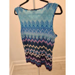 Susan Lawrence  1X Sleeveless Crochet Lace Top Chevron Strip Geometric Top Photo 4