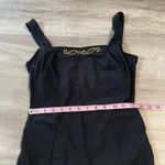 Longitude Vintage Black Gold One Piece Swim Suit With open Back-See Measurements Photo 13