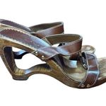 Italian Shoemakers Contesa Wood Look Wedge Brown Sandals Sz 6 Made In Italy Photo 13