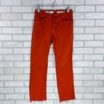 Pilcro Anthropologie  Orange High Rise Bootcut Raw Hem Jeans Size 26 Photo 3