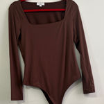 Live in the Moment Elegant Long Sleeve Bodysuit in Rich Brown Photo 0